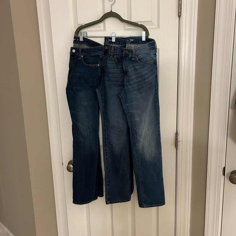 Old Navy Boys straight leg jeans size 14  3 pairs Light, medium and dark wash